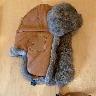 Bomber, real leather and rabbit fur; like new