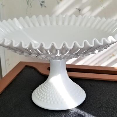 Lot #45  White Milk Glass Fenton Compote