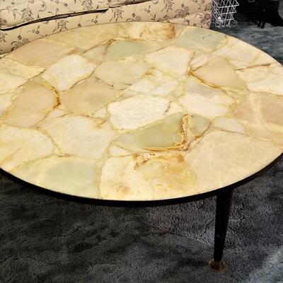 Lot #48  Fantastic Mid-Century Polished Stone Coffee Table