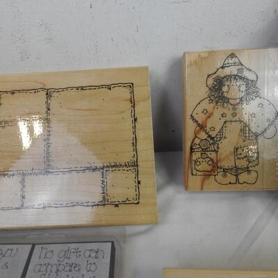50+ Stamps 'n' Stuff Rubber Stamps, Wood Backs, Big Variety