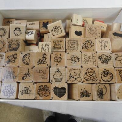 50+ Stamps 'n' Stuff Rubber Stamps, Wood Backs, Big Variety