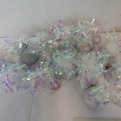 17 Party Balloon Weights, 4 Ducky and 13 Rainbow Streamers, Good Condition