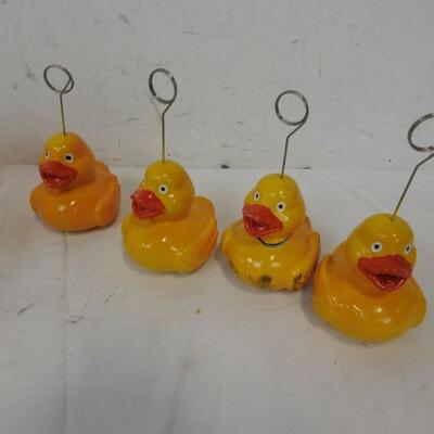 17 Party Balloon Weights, 4 Ducky and 13 Rainbow Streamers, Good Condition