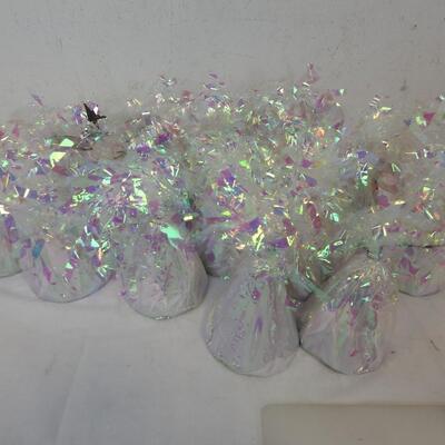 17 Party Balloon Weights, 4 Ducky and 13 Rainbow Streamers, Good Condition