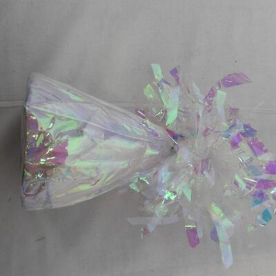 17 Party Balloon Weights, 4 Ducky and 13 Rainbow Streamers, Good Condition