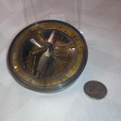 Vintage Brass Sundial Compass