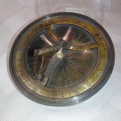 Vintage Brass Sundial Compass