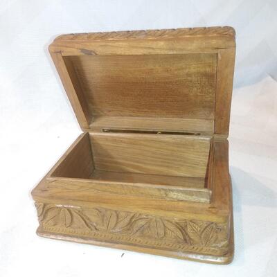 Hand-Carved Wooden Box