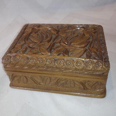 Hand-Carved Wooden Box