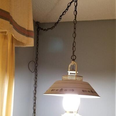 Lot #50 Vintage Tole Swag Lamp - works