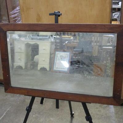 Vintage Wood Framed Mirror - Beveled Glass