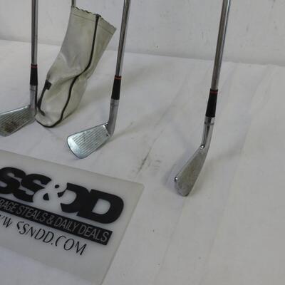 5 Golf Clubs, Various Brands: Nicklaus, Wilson, etc.