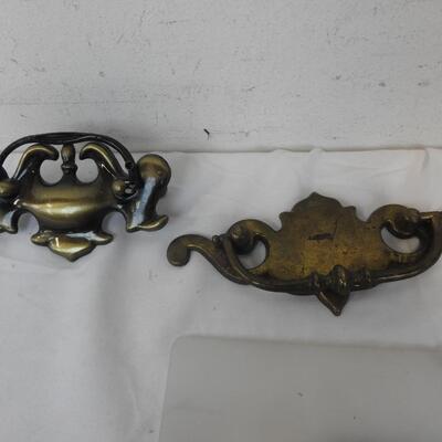 4 Metal Dresser Drawer Handles, 2 with screws, Bronze Shade, Made in Taiwan