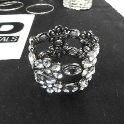 10 Item Costume Jewelry Bracelets, Some Wire, Some Metal Beads, Some Diamond