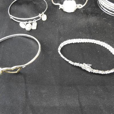 10 Item Costume Jewelry Bracelets, Some Wire, Some Metal Beads, Some Diamond