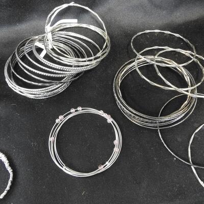 10 Item Costume Jewelry Bracelets, Some Wire, Some Metal Beads, Some Diamond