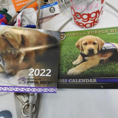 Pet Dog Lot: ThunderShirt, Dog Wire, Food Pans, Calendars, Leashes, etc.