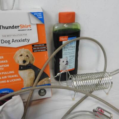 Pet Dog Lot: ThunderShirt, Dog Wire, Food Pans, Calendars, Leashes, etc.