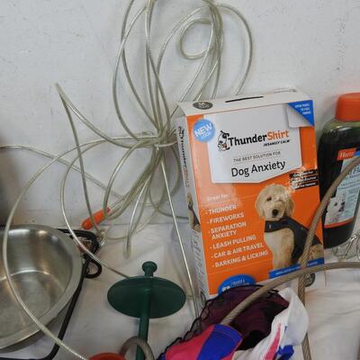 Pet Dog Lot: ThunderShirt, Dog Wire, Food Pans, Calendars, Leashes, etc.