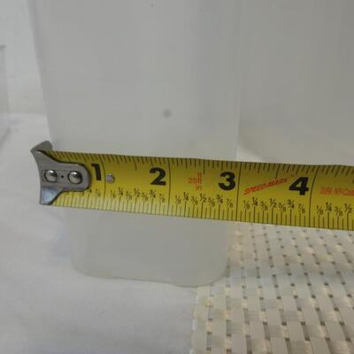3 Cereal or Other Food Containers, Striped Recipe or Card Holder, Plastic Bin