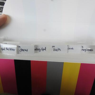 3 Cereal or Other Food Containers, Striped Recipe or Card Holder, Plastic Bin
