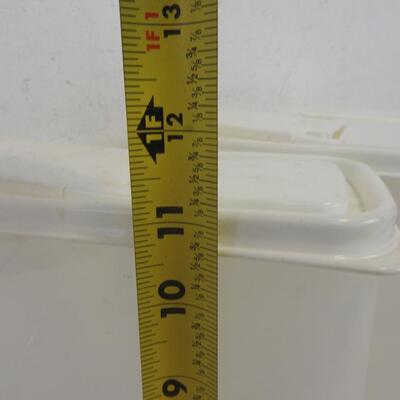 3 Cereal or Other Food Containers, Striped Recipe or Card Holder, Plastic Bin