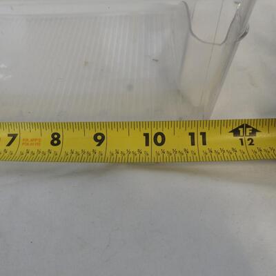 3 Cereal or Other Food Containers, Striped Recipe or Card Holder, Plastic Bin