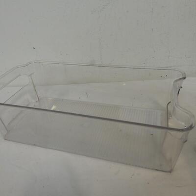 3 Cereal or Other Food Containers, Striped Recipe or Card Holder, Plastic Bin