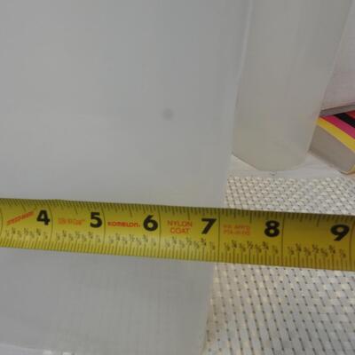 3 Cereal or Other Food Containers, Striped Recipe or Card Holder, Plastic Bin
