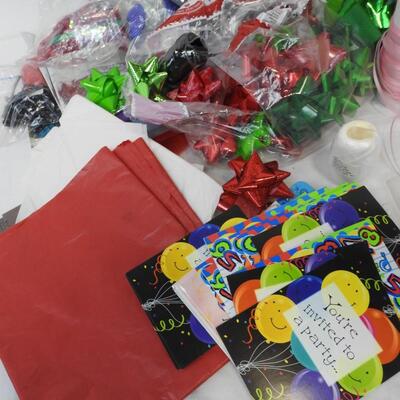 Party Supplies: Ribbon, GIft Bags All Sizes, Bows, Table Clothes, Cards and More