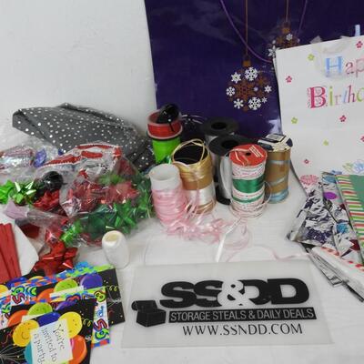 Party Supplies: Ribbon, GIft Bags All Sizes, Bows, Table Clothes, Cards and More