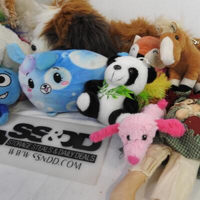 12 Stuffed Animals, Dogs, Fox, Panda