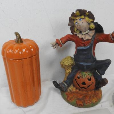 3 pc Fall Ceramics, Pumpkin Spoon Rest, Ceramic Jar
