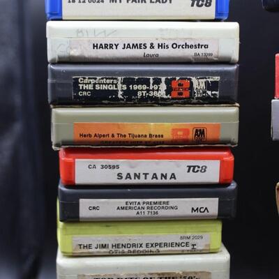 Mixed Music Lot of 8 Track Cassette Tapes Santana The Beatles John Denver
