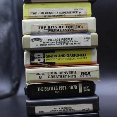 Mixed Music Lot of 8 Track Cassette Tapes Santana The Beatles John Denver