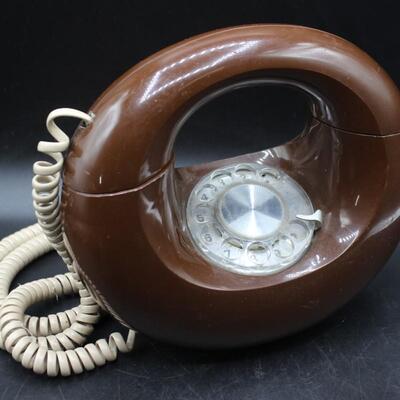 Western Electric Sculptura Chocolate Brown Retro Mod Geometric Rotary Donut Phone