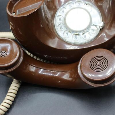 Western Electric Sculptura Chocolate Brown Retro Mod Geometric Rotary Donut Phone