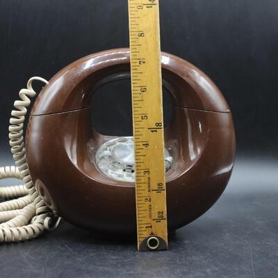 Western Electric Sculptura Chocolate Brown Retro Mod Geometric Rotary Donut Phone