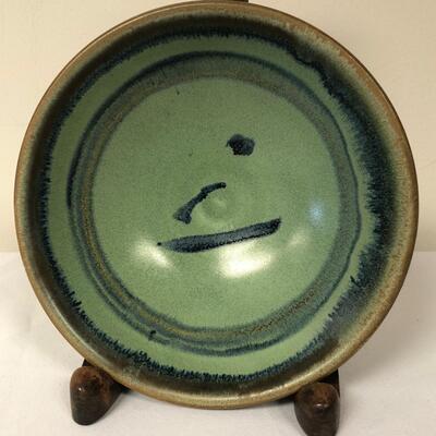 Signed Blue & Green Pottery w Asian Flair (BO-KM)