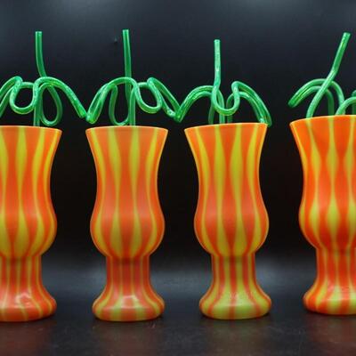 Funky Yellow and Orange Plastic Drink Cups