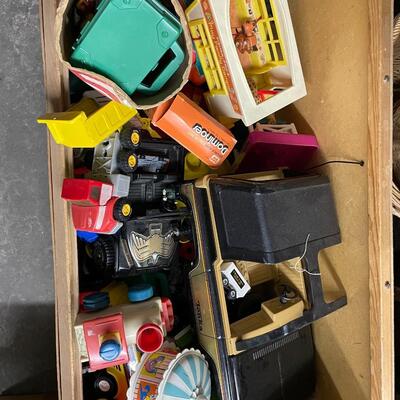 Vintage toys in chest