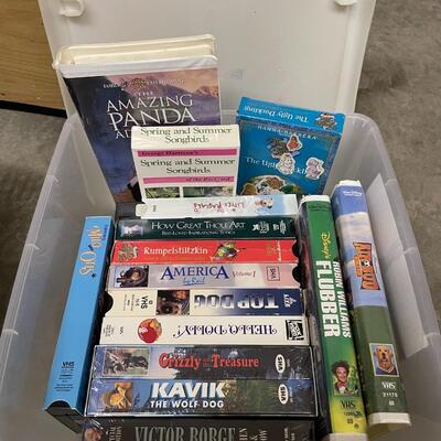 Tote of VHS tapes