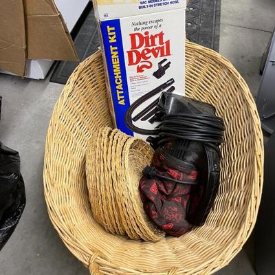 Large basket with Dirt Devil hand vac