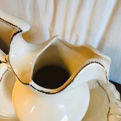 Retro Pitcher & Bowl Gilded AS IS