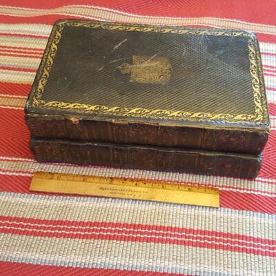 Antique Leather Inkwell Set