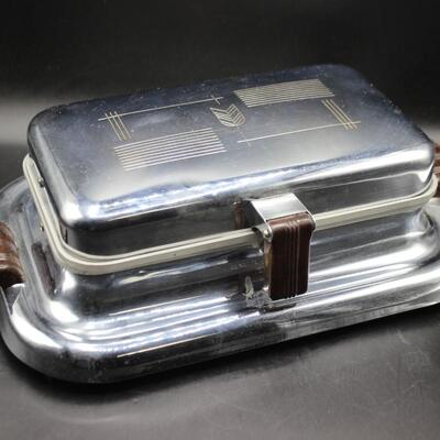 Vintage 1940s Stainless-Steel Chrome GE Waffle Maker Iron *Missing Cord