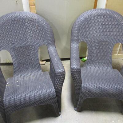 Pair Of Outdoor Composite Weave Pattern Patio Chairs