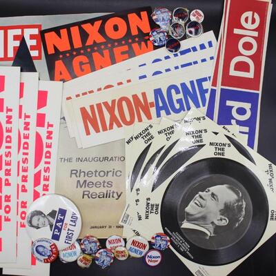 Vintage Presidential Propaganda Nixon Agnew Ford Dole Election Buttons Stickers