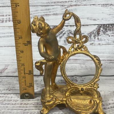 Antique Cherub Bronzed Metal Case Stand for New Haven Co. Clock.