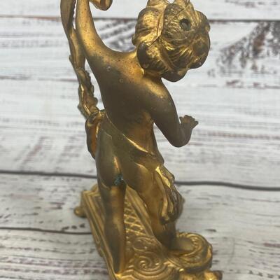 Antique Cherub Bronzed Metal Case Stand for New Haven Co. Clock.